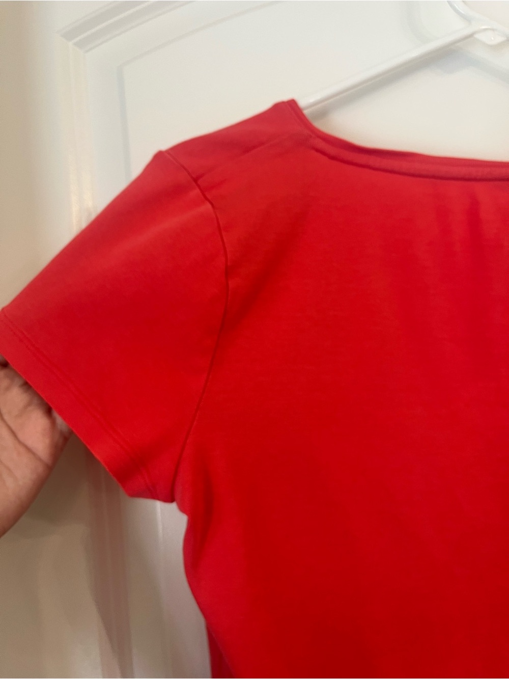 Talbots Coral Orange Short Sleeve V-Neck Tee 100% Pima Cotton Size Large Petite - Picture 5 of 7